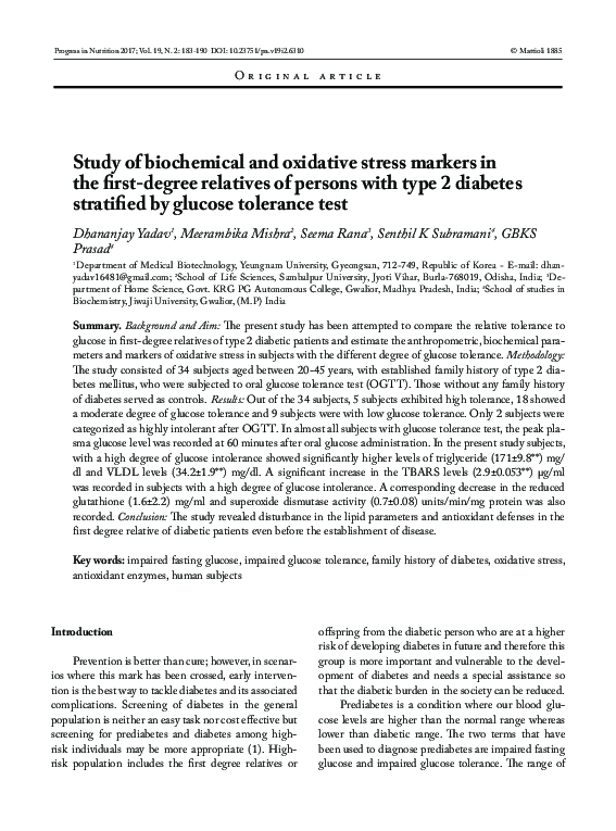 (PDF) Study of biochemical and oxidative stress markers in the first ...
