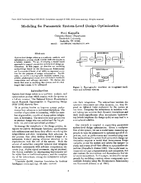 (PDF) Modeling for Parametric System-Level Design Optimization