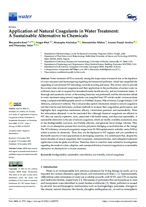 (PDF) Application of Natural Coagulants in Water Treatment: A ...