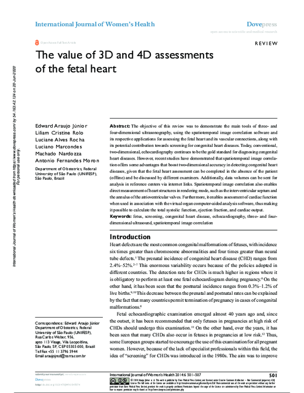 (PDF) The value of 3D and 4D assessments of the fetal heart