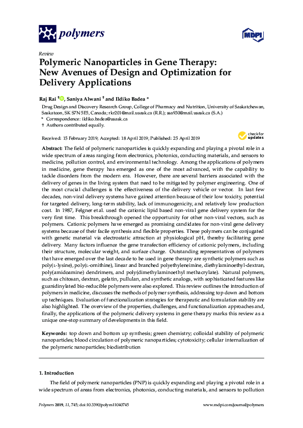 (PDF) Polymeric Nanoparticles in Gene Therapy: New Avenues of Design ...