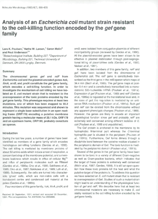 (PDF) Analysis of an Escherichia coli mutant strain resistant to the ...
