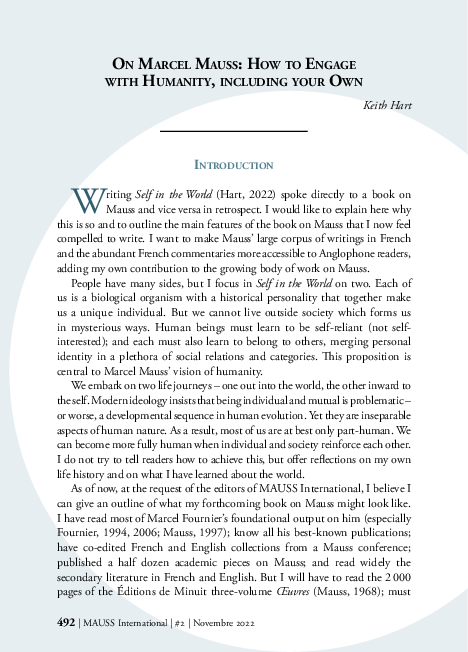 Image showcasing (PDF) On Marcel Mauss: How to engage with humanity, including your own