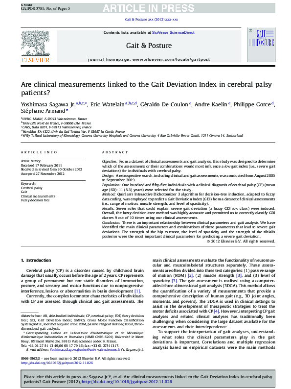 (PDF) Are clinical measurements linked to the Gait Deviation Index in ...