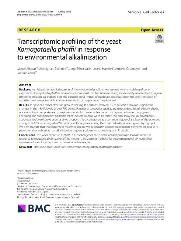 (PDF) Transcriptomic profiling of the yeast Komagataella phaffii in ...