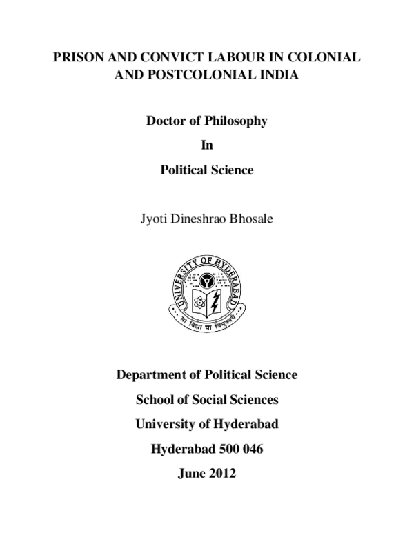 (PDF) Prison and convict labour in colonial and postcolonial India