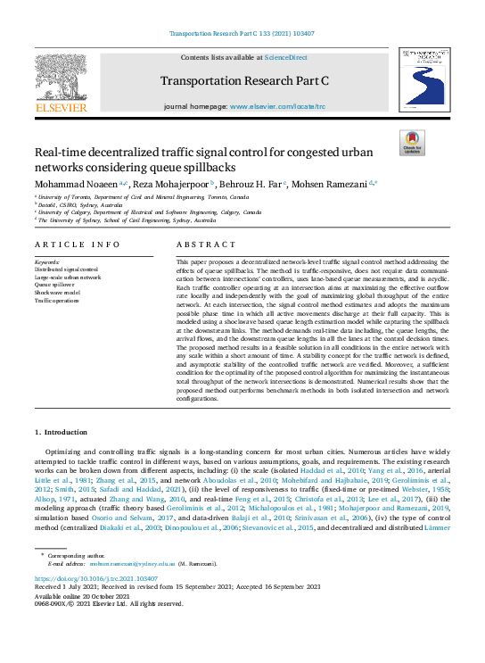 (PDF) Real-time decentralized traffic signal control for congested ...