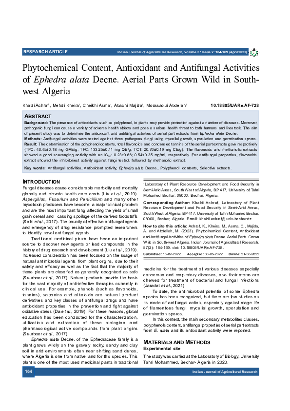 (PDF) Phytochemical Content, Antioxidant and Antifungal Activities of ...