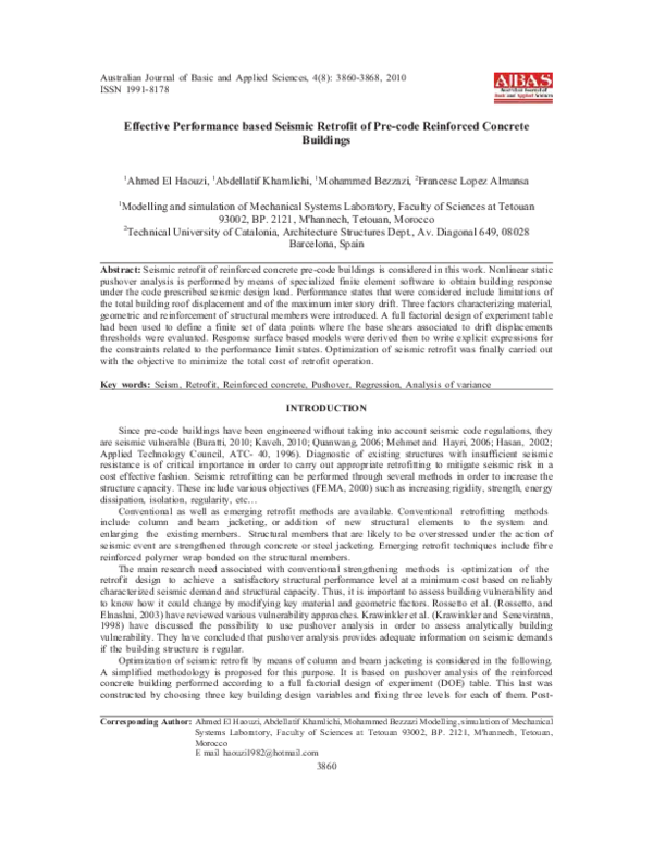 (PDF) Effective Performance based Seismic Retrofit of Pre-code ...