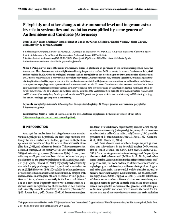 (PDF) Polyploidy and other changes at chromosomal level and in genome ...