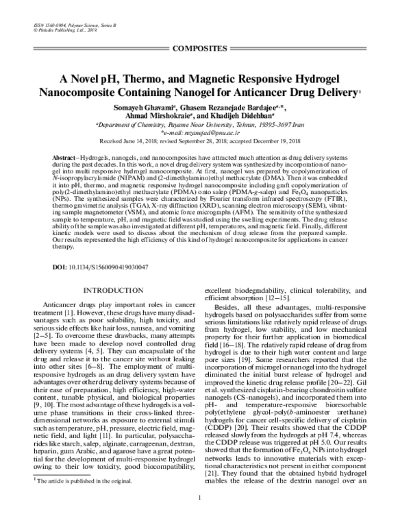 (PDF) A Novel pH, Thermo, and Magnetic Responsive Hydrogel ...