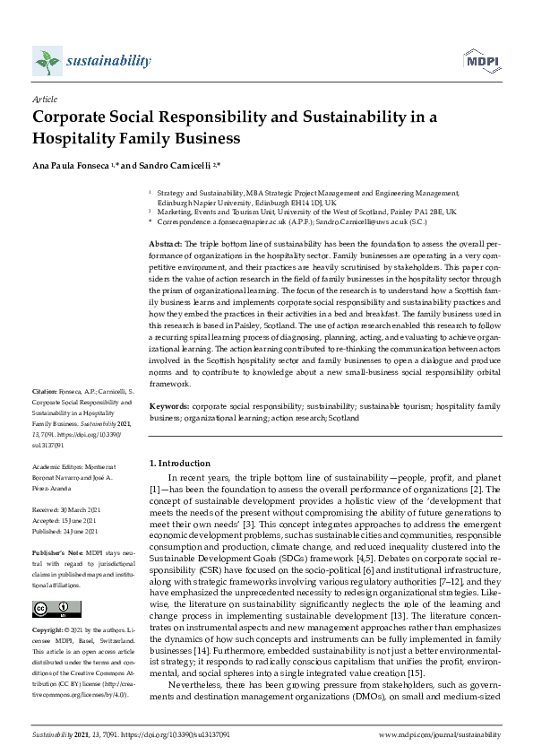 (PDF) Corporate Social Responsibility and Sustainability in a ...