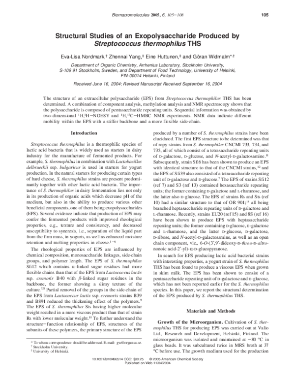 (PDF) Structural Studies of the Exopolysaccharide Produced by ...