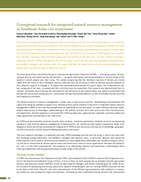 (PDF) Ecoregional research for integrated natural research management ...