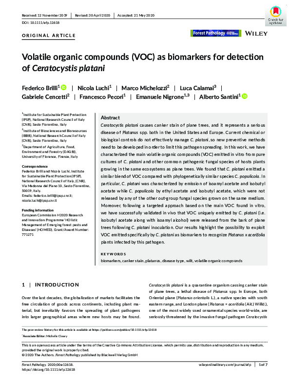 (PDF) Volatile organic compounds (VOC) as biomarkers for detection ...