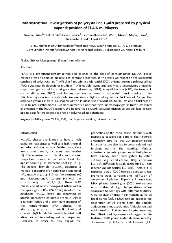 (PDF) Microstructural investigations of polycrystalline Ti 2 AlN ...