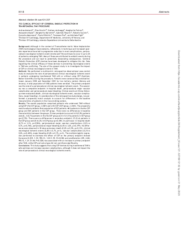 (PDF) 735 Clinical Efficacy of Cerebral Embolic Protection in ...