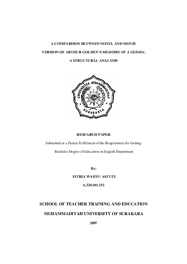 (PDF) A Comparison Between Novel and Movie Version of Arthur Golden’s ...
