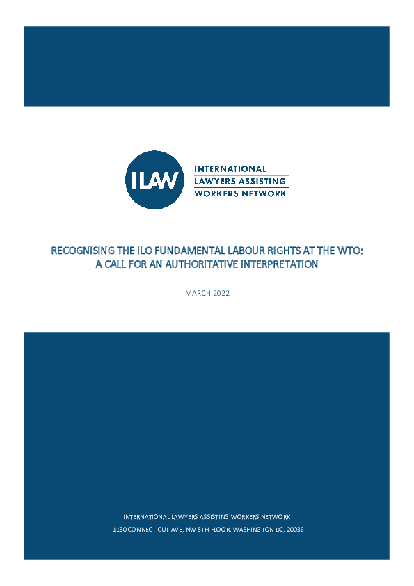 (PDF) Recognising the ILO Fundamental Labour Rights at the WTO: A Call ...