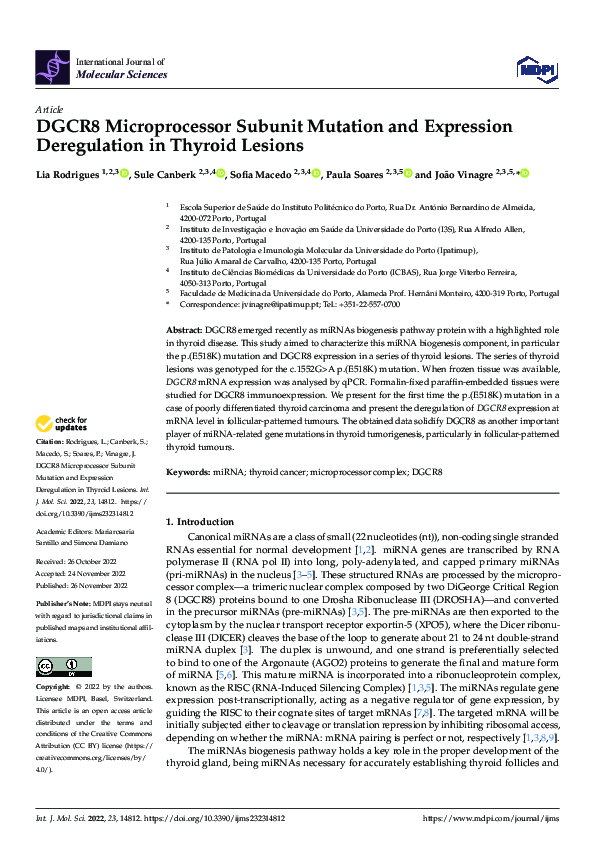 (PDF) DGCR8 Microprocessor Subunit Mutation and Expression Deregulation ...