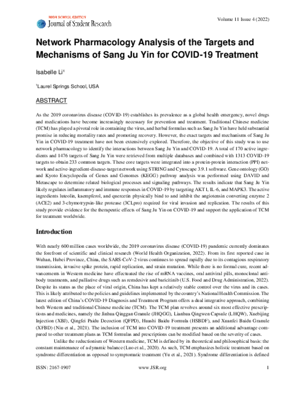 (PDF) Network Pharmacology Analysis of the Targets and Mechanisms of ...