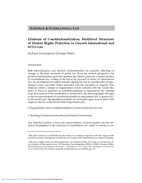 (PDF) Elements of Constitutionalization: Multilevel Structures of Human ...