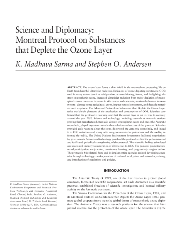(PDF) Science and Diplomacy: Montreal Protocol on Substances that ...