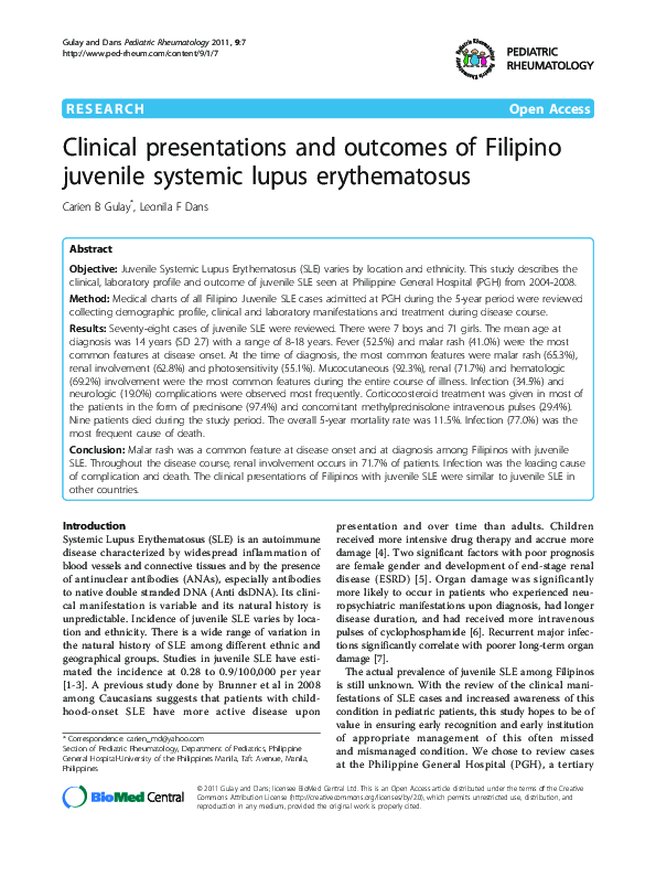 (PDF) Clinical presentations and outcomes of Filipino juvenile systemic ...