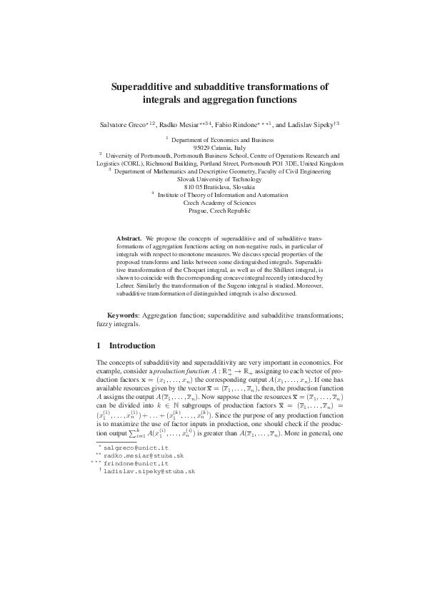 (PDF) Superadditive and subadditive transformations of integrals and ...
