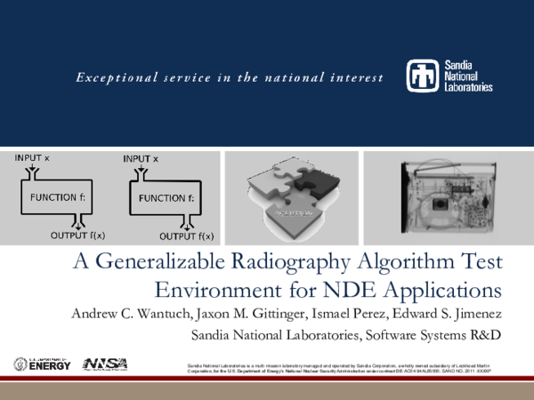 (PDF) A Generalizable Radiography Algorithm Test Environment for NDE ...
