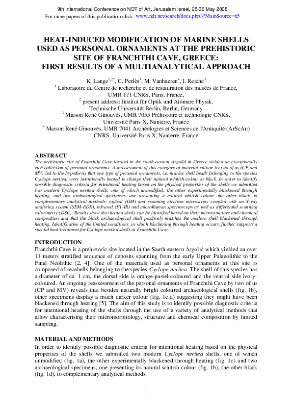 (PDF) Heat-Induced Modification of Marine Shells Used as Personal ...