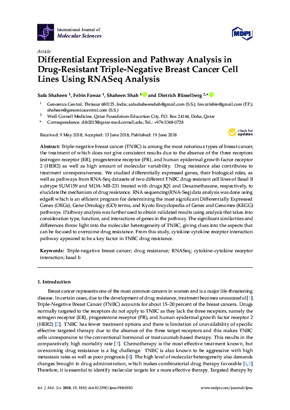 (PDF) Differential Expression and Pathway Analysis in Drug-Resistant ...