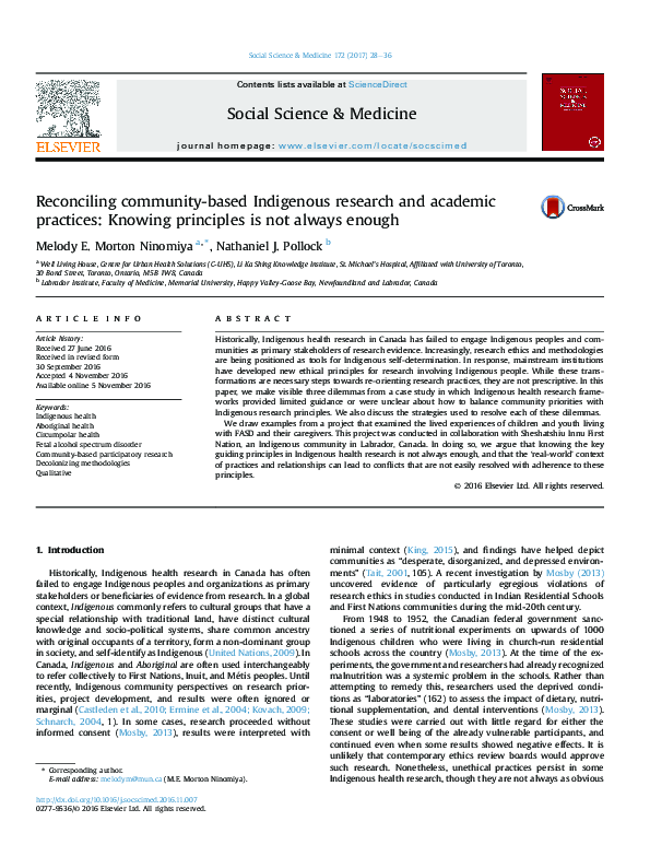 (PDF) Reconciling community-based Indigenous research and academic ...