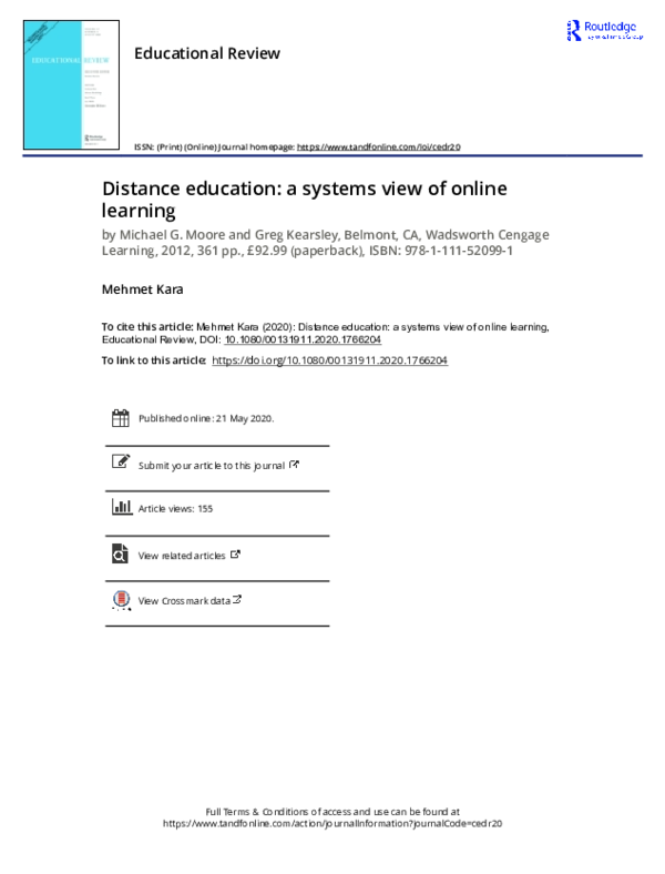 (PDF) Distance education: a systems view of online learning