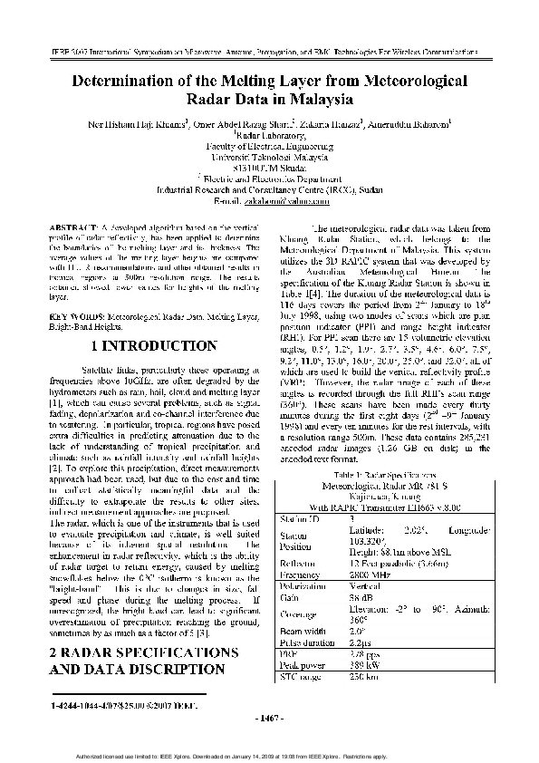 (PDF) Determination of the Melting Layer from Meteorological Radar Data ...