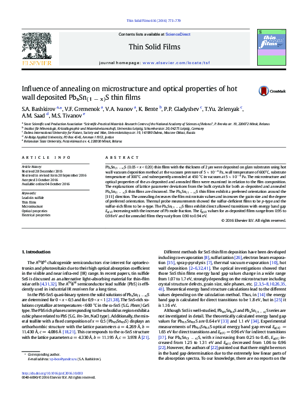 (PDF) Influence of annealing on microstructure and optical properties ...