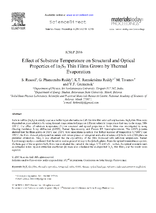 (PDF) Effect of Substrate temperature on Structural and Optical ...
