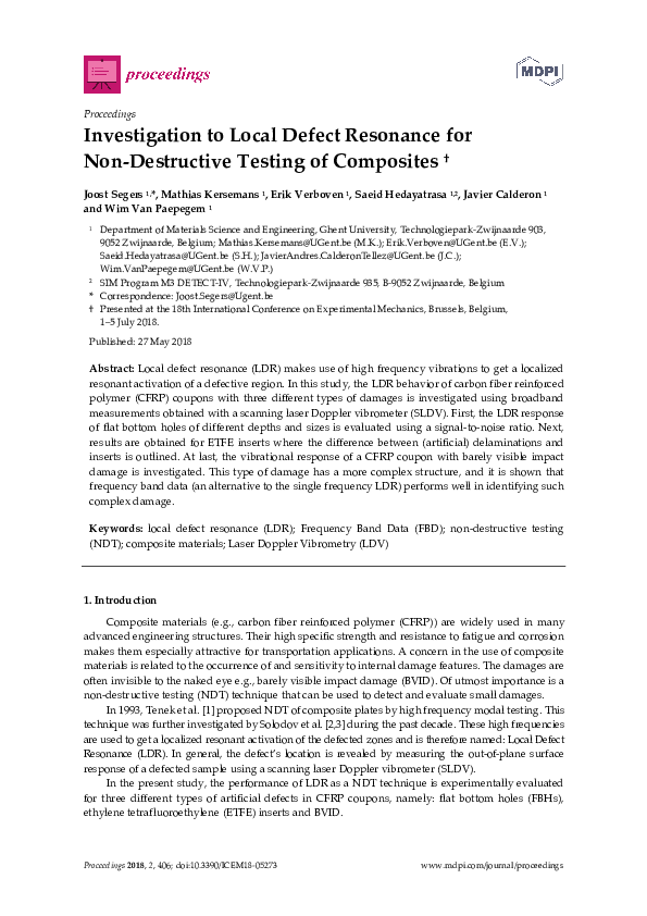 (PDF) Investigation to Local Defect Resonance for Non-Destructive ...