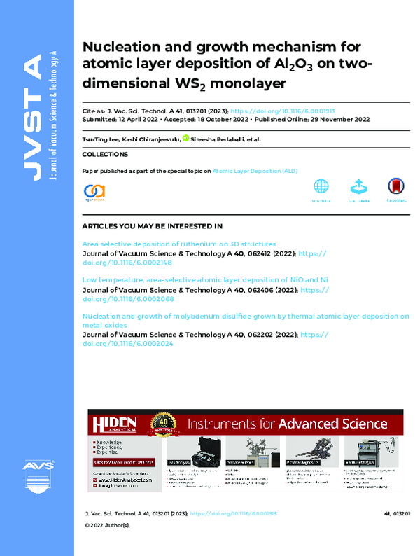 (PDF) Nucleation and growth mechanism for atomic layer deposition of ...
