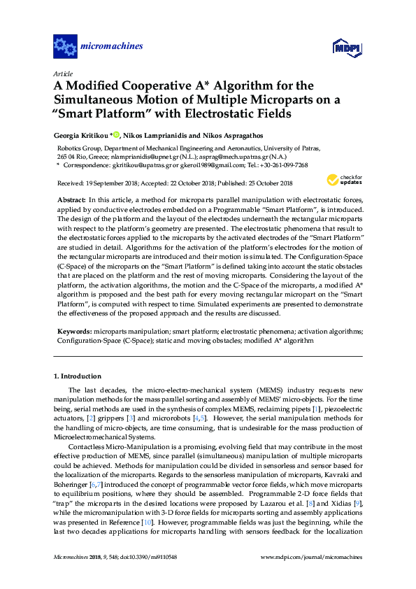 (PDF) A Modified Cooperative A* Algorithm for the Simultaneous Motion ...