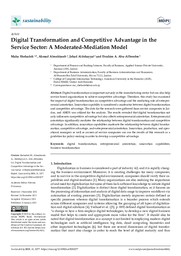 (PDF) Digital Transformation and Competitive Advantage in the Service ...