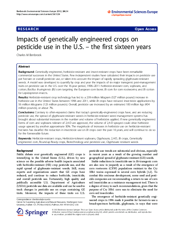 (PDF) Impacts of genetically engineered crops on pesticide use in the U ...