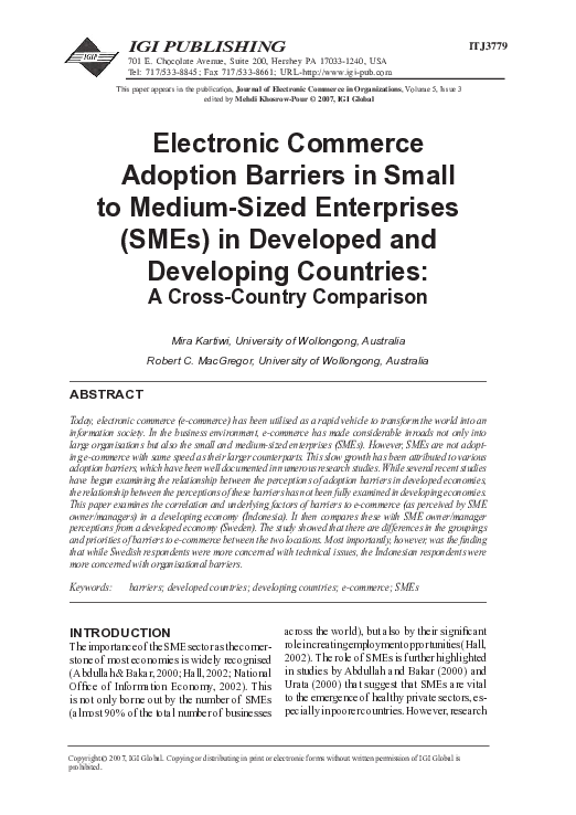 (PDF) Electronic Commerce Adoption Barriers in Small to Medium-Sized ...