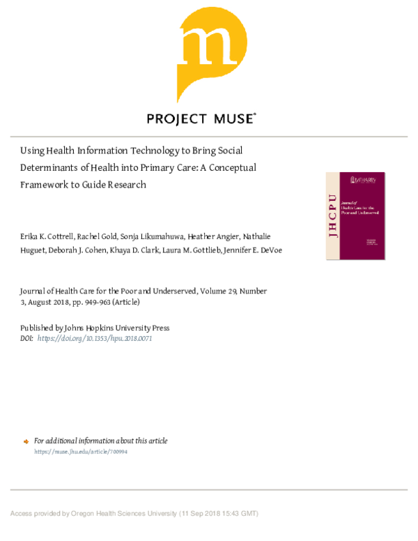 Pdf Using Health Information Technology To Bring Social Determinants