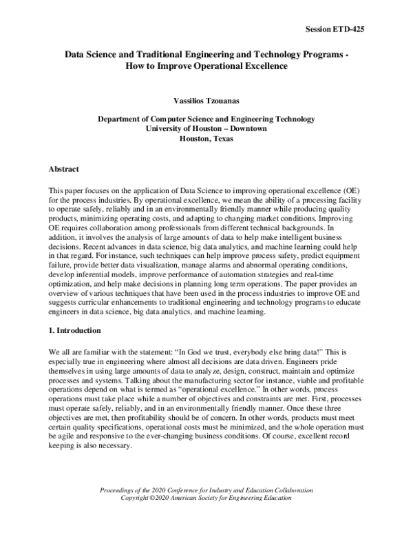 (PDF) Data Science and Traditional Engineering and Technology Programs ...