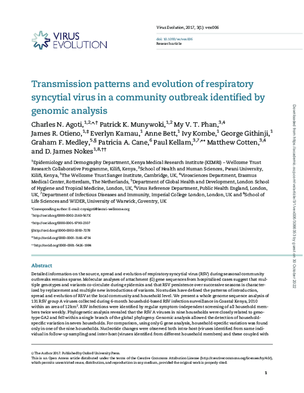 (PDF) Transmission patterns and evolution of respiratory syncytial ...