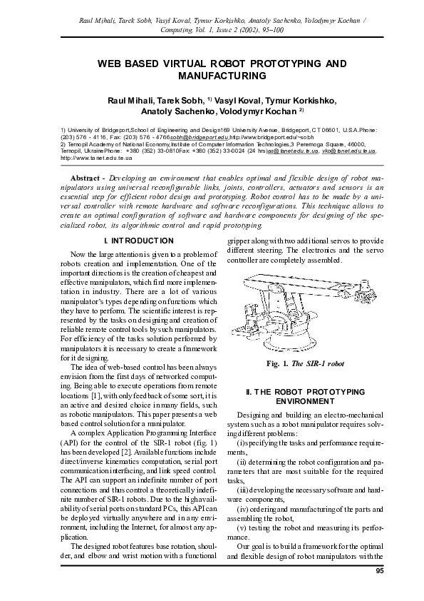 (PDF) Web Based Virtual Robot Prototyping and Manufacturing