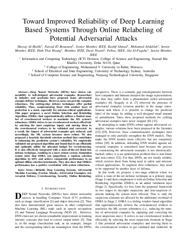 (PDF) Toward Improved Reliability of Deep Learning Based Systems ...