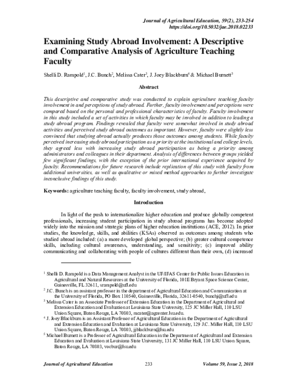 (PDF) Examining Study Abroad Involvement: A Descriptive and Comparative ...