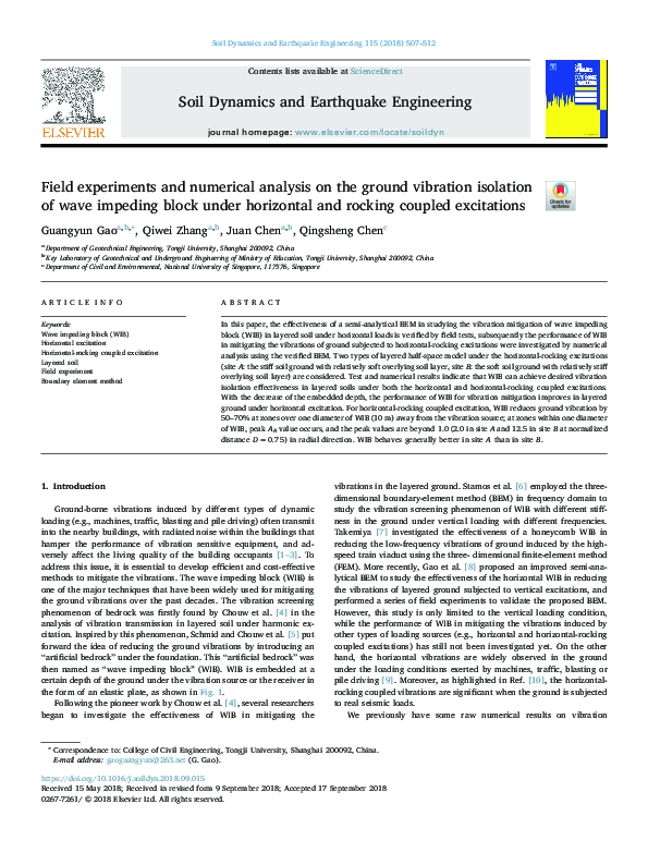 (PDF) Field experiments and numerical analysis on the ground vibration ...